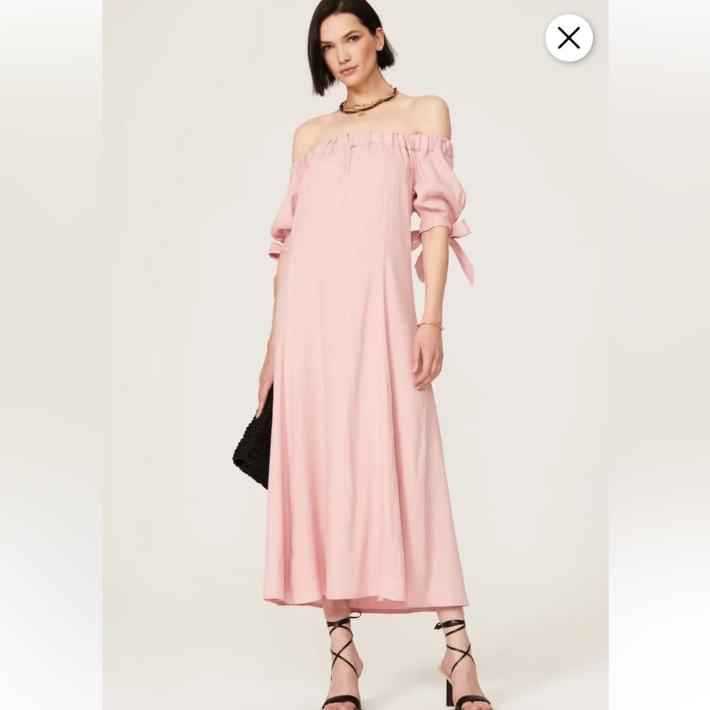 SFIZIO Pink Off Shoulder Midi Dress Women's Size 8  EUC Made in Italy